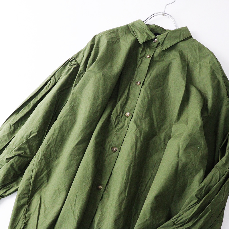 アズノゥアズ オオラカ AS KNOW AS olaca a.no.ne.ne. コットンビッグシルエットブラウス F カーキグリーン┃シャツ【2400014625912】_画像4