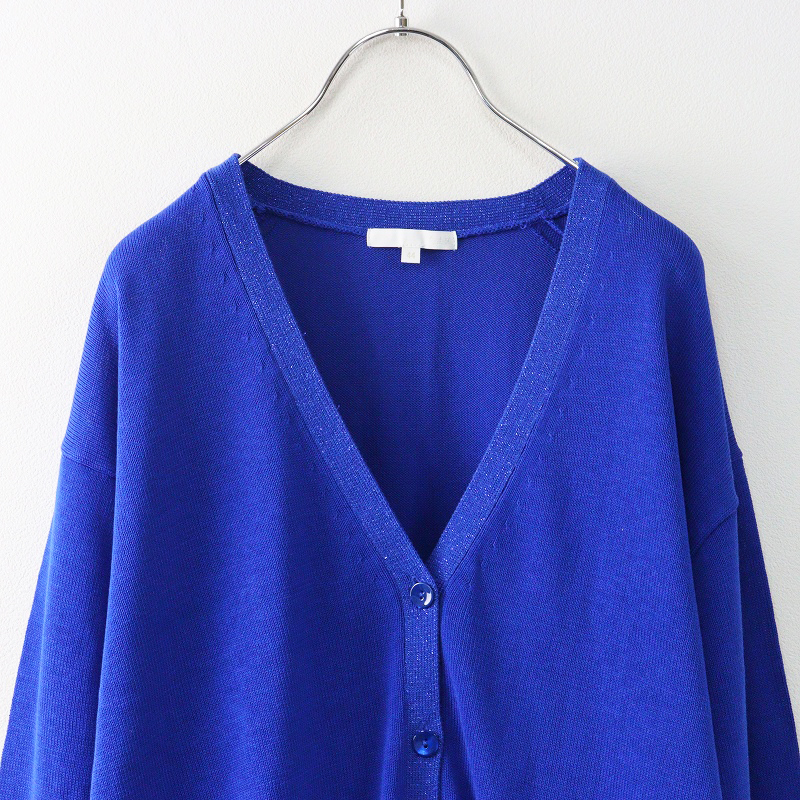美品 大きいサイズ オンワード樫山 自由区 洗える ジユウク エンブレムニット カーディガン 44|ブルー トップス 【2400014635430】_画像4