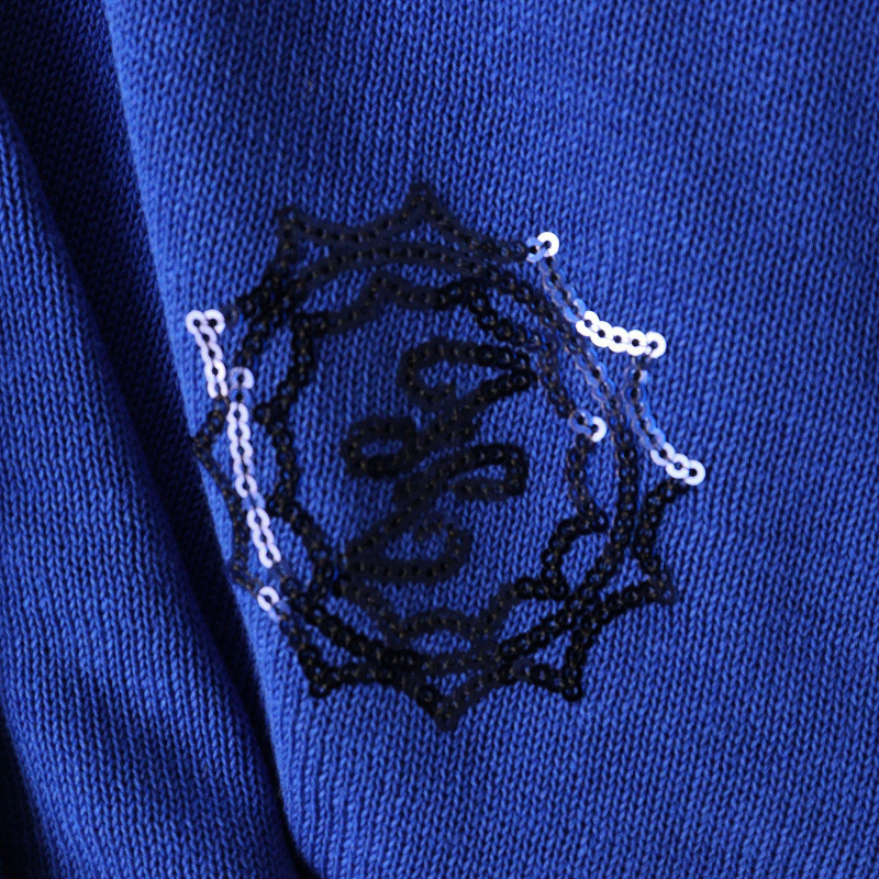 美品 大きいサイズ オンワード樫山 自由区 洗える ジユウク エンブレムニット カーディガン 44|ブルー トップス 【2400014635430】_画像6