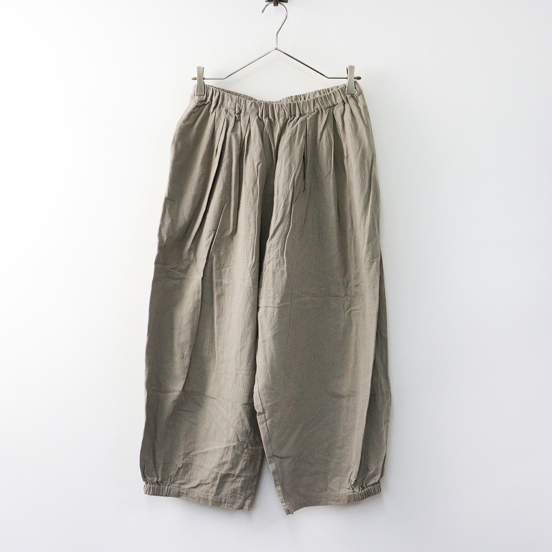 未使用 サマンサモスモス Samansa Mos2 SM2 バルーンパンツ F＼モカ ストライプ コットンリネン イージー ゴム【2400014625325】_画像1