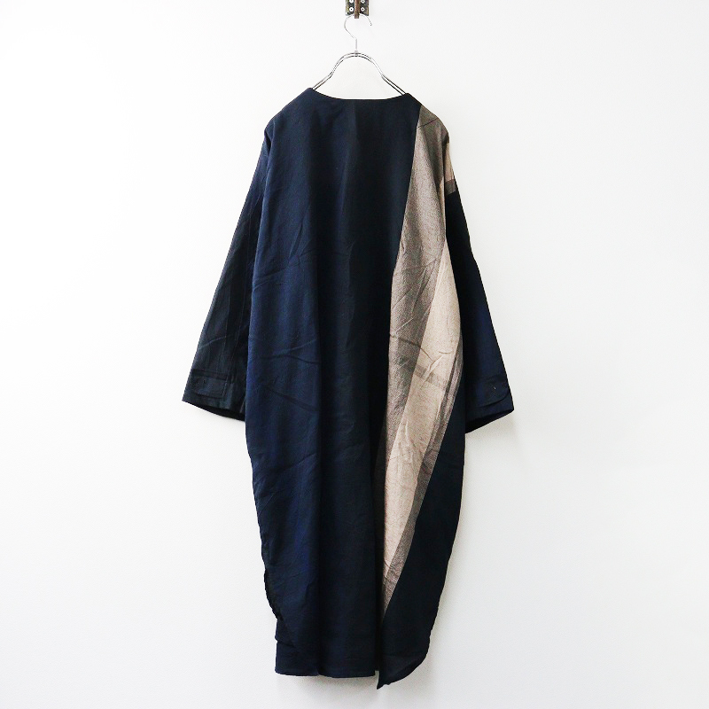 タマキニイメ 玉木新雌 tamaki niime シャツ ワンピース |ネイビー トップス 前開き 長袖 ストライプ 播州織り【2400014575668】_画像2