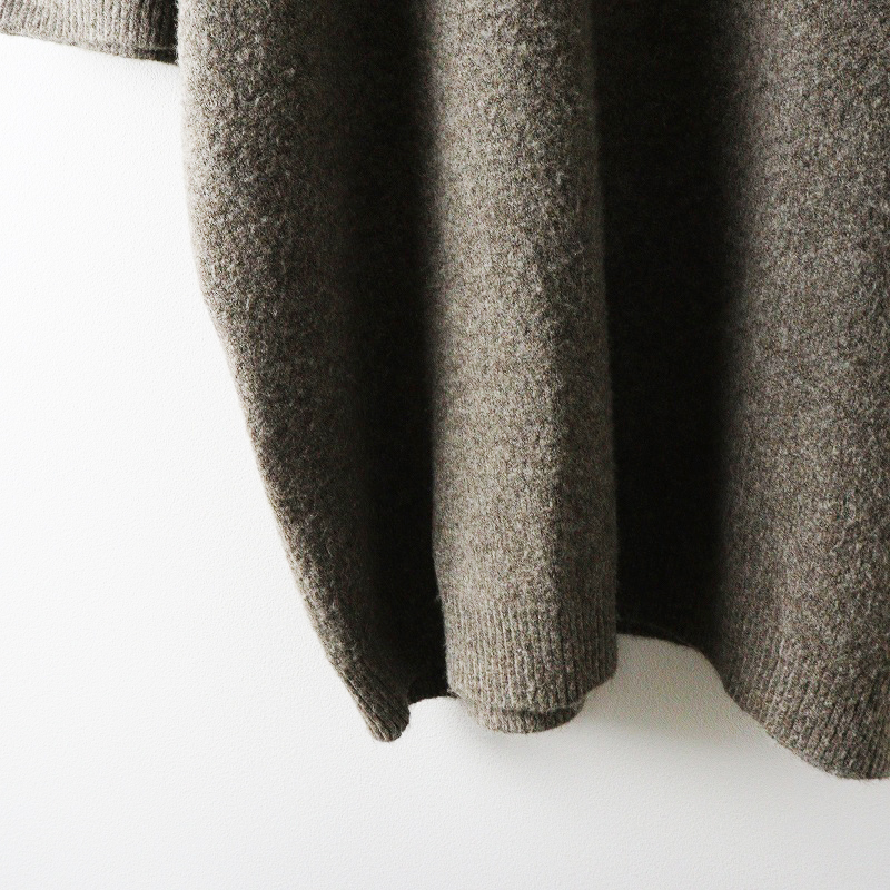 2023AW ミズイロインド mizuiro ind ハーフスリーブクルーネックチュニック＼グレー ウール混 ニット ワンピース 縮絨【2400014637519】_画像4