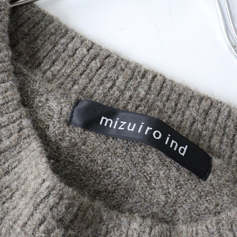 2023AW ミズイロインド mizuiro ind ハーフスリーブクルーネックチュニック＼グレー ウール混 ニット ワンピース 縮絨【2400014637519】_画像7