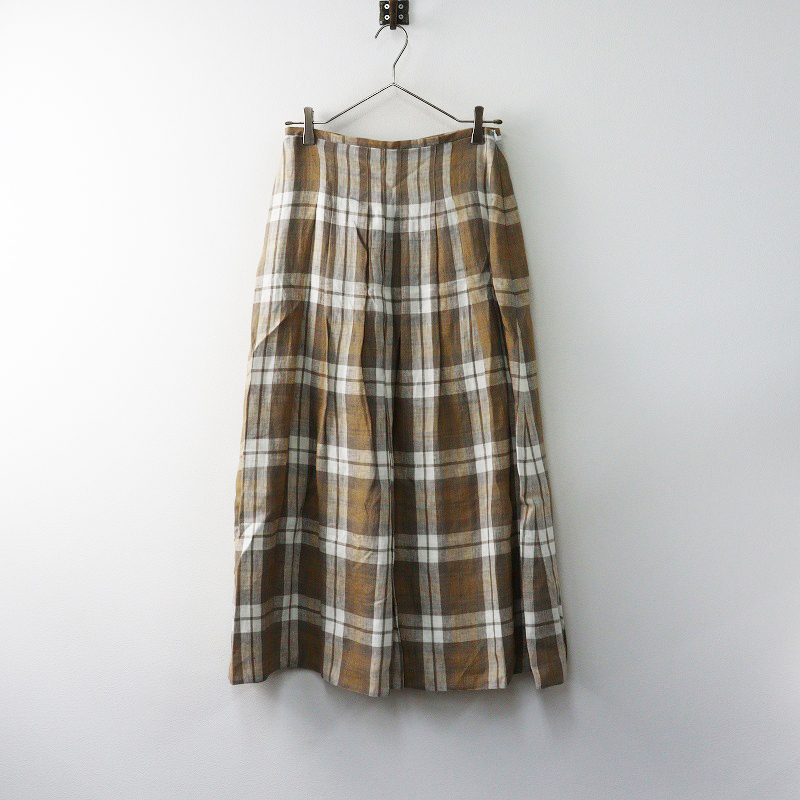 未使用 イギリス製 オニールオブダブリン O'NEIL of DUBLIN ソフトプリーツロングスカート 10｜ベージュ モカ系 【2400014643312】_画像1