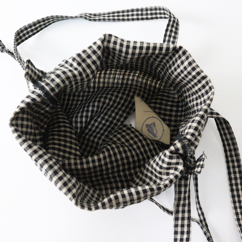ノベルティ 未使用 カズミ kazumi× サマンサモスモス SM2 SamansaMos2 巾着袋‖ブラック ギンガムチェック ポーチ【2400014649444】_画像7