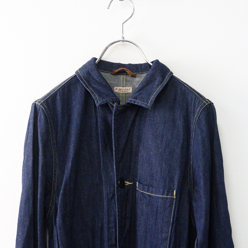 キャピタル KAPITAL 8ozデニムショップコート 1(S)インディゴブルー/上着【2400014499131】_画像3