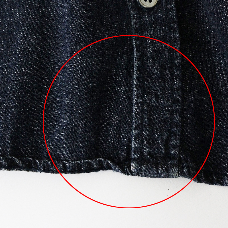 ビスクバイネストローブ bisque by nest Robe インディゴ染めコットンリネンシャツ＼ネイビー フレア ブラウス【2400014650433】_画像7
