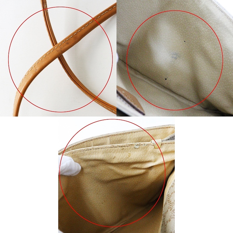 セリーヌ CELINE オールドセリーヌ マカダム ショルダーバッグ\ベージュ アーカイブ ヴィンテージ クロスボディ レザー【2400014653106】_画像9