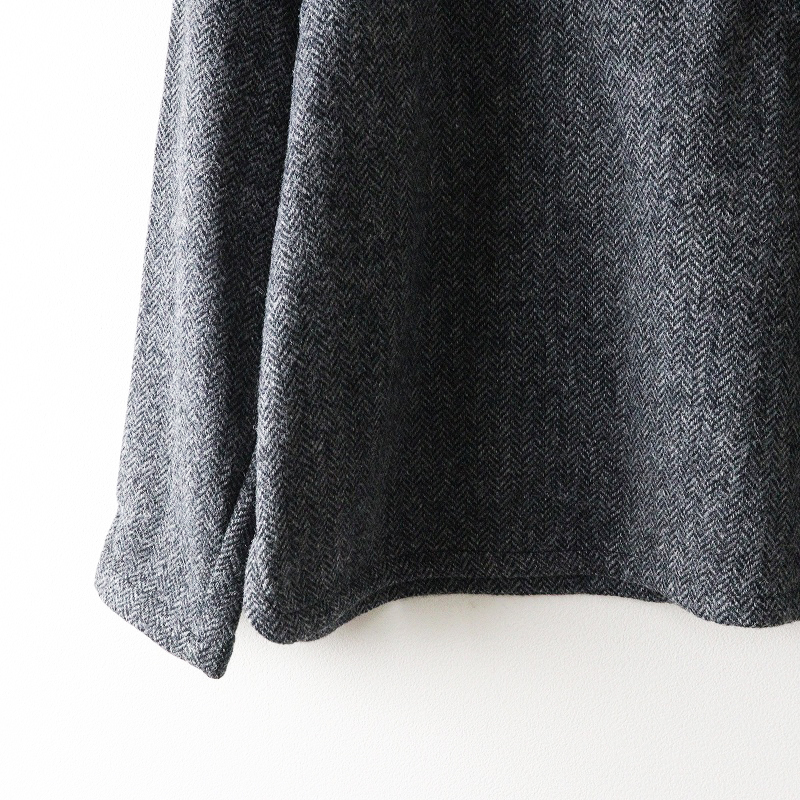 美品 アトリエナルセ atelier naruse mimosa ミモザ刺繍ウールスモックブラウス F グレー┃ヘリンボーン織 トップス【2400014627909】_画像5