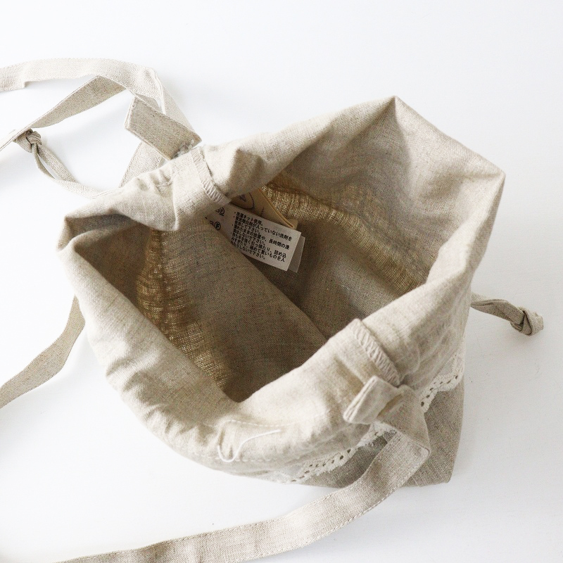 美品 ノベルティ サマンサモスモス Samansa Mos2 SM2 kazumi カズミコラボ 刺繍レース巾着ショルダーバッグ ベージュ┃【2400014652178】_画像7