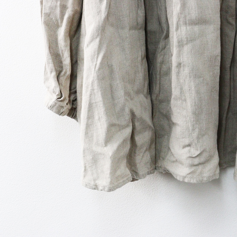 フォグリネンワーク fog linen work リネンスタンドカラーブラウス\キナリ ピンタック シャツ フレア トップス【2400014660258】_画像4