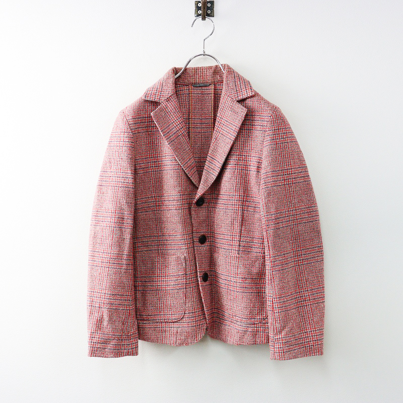  обычная цена 92400 иен 2022 зима каталог размещение 45R four ti пять a-ru хлопок твид. 4 угол жакет 2 красный проверка I[2400014662443]