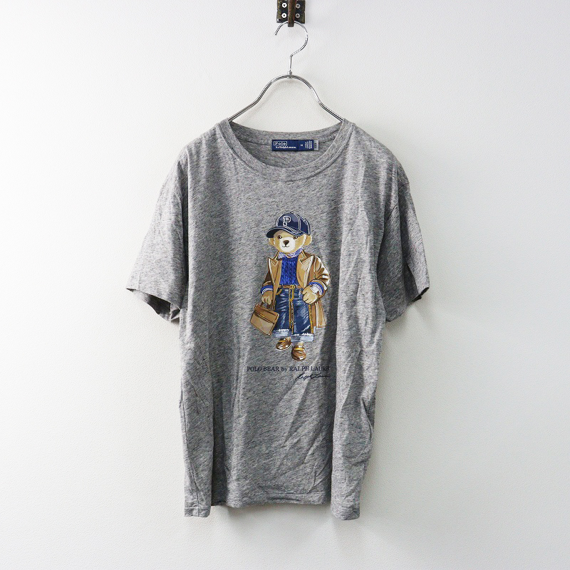 美品 JPタグ 現行QRタグ ポロラルフローレン Polo Ralph Lauren ポロベアTシャツ M\グレー カットソー ロゴ くま【2400014664867】_画像1