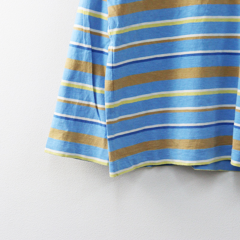 45R 45rpm フォーティファイブアール マルチボーダーの四角Tシャツ 2\ライトブルー ジンバブエコットン カットソー 長袖【2400014664898】_画像4