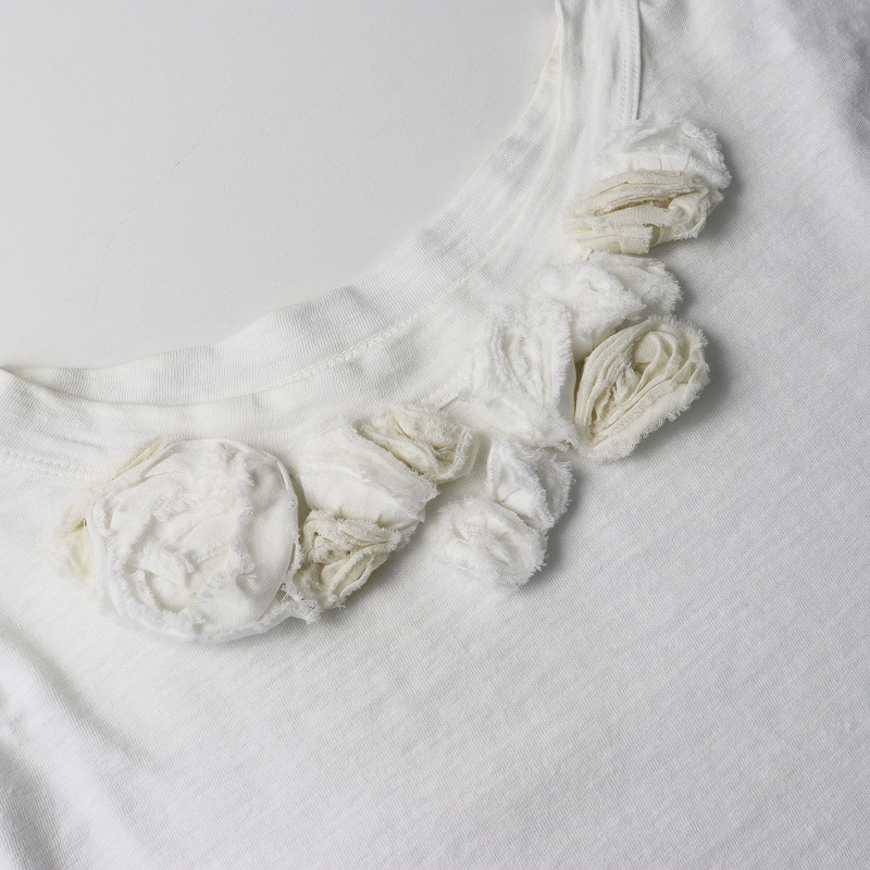 45R 45rpm フォーティファイブアール フラワーモチーフTシャツ 3\ホワイト ジンバブエコットン カットソー【2400014664911】_画像5