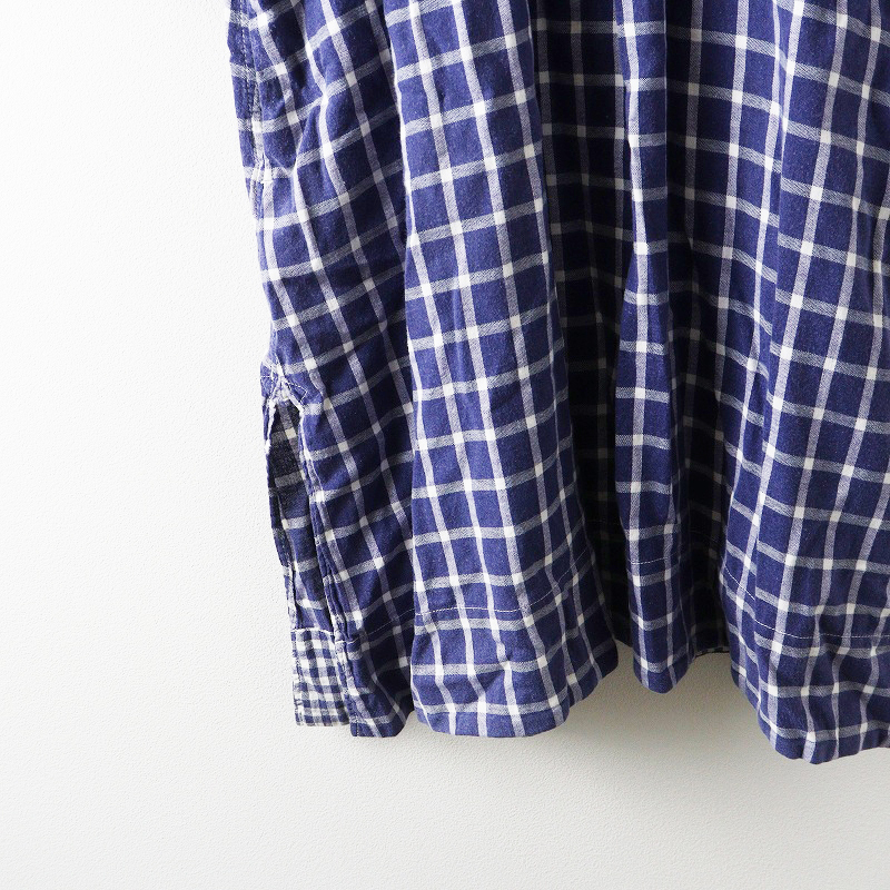 45R 45rpm フォーティファイブアール コットンチェックスキッパーワンピース 1\ネイビー ドレス タック スリット【2400014660302】_画像4