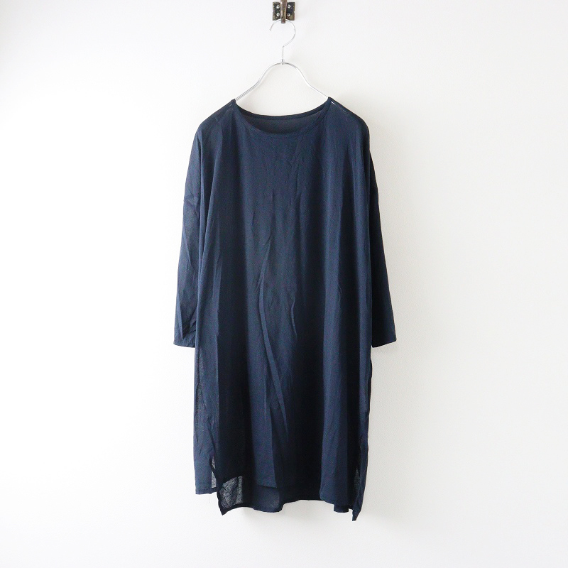 美品 中川政七商店 シアーコットンチュニックワンピース ネイビー┃日本製 ドレス【2400014668025】_画像1