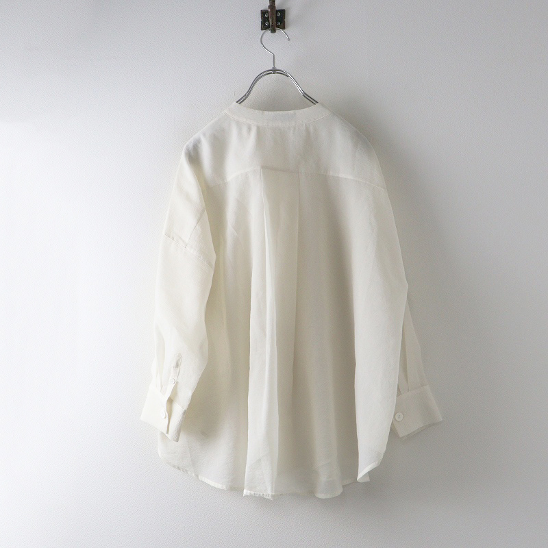 ヨンファ YONFA オーガンジーシャツ F＼オフホワイト シアー バンドカラー ブラウス ワイド 比翼 トップス【2400014654370】_画像2