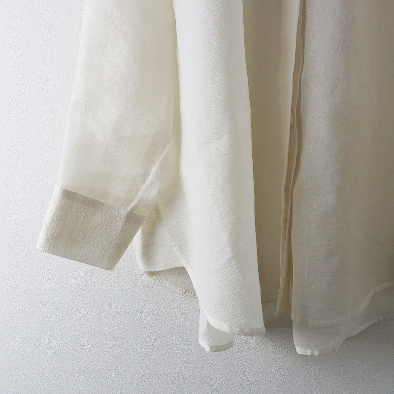 ヨンファ YONFA オーガンジーシャツ F＼オフホワイト シアー バンドカラー ブラウス ワイド 比翼 トップス【2400014654370】_画像5