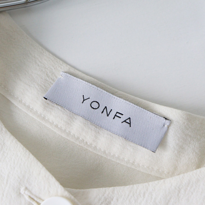 ヨンファ YONFA オーガンジーシャツ F＼オフホワイト シアー バンドカラー ブラウス ワイド 比翼 トップス【2400014654370】_画像6