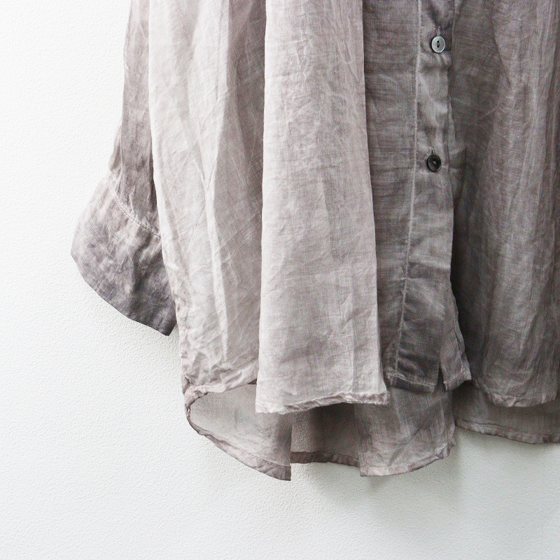 ミズイロインド mizuiro ind ピグメントダイ シアーワイドチュニックシャツ ピンクグレー系┃幅広ブラウス トップス【2400014669404】_画像5