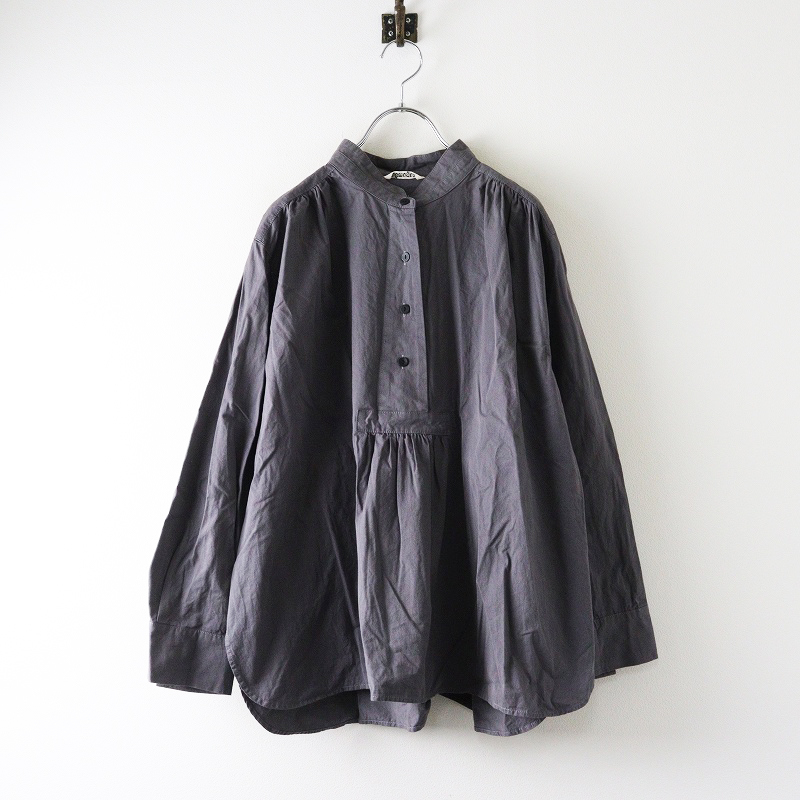 定価16280円 ツムグ tumugu Wワッシャーコットンブラウス F チャコールグレー┃トップス シャツ チュニック【2400014678253】_画像1