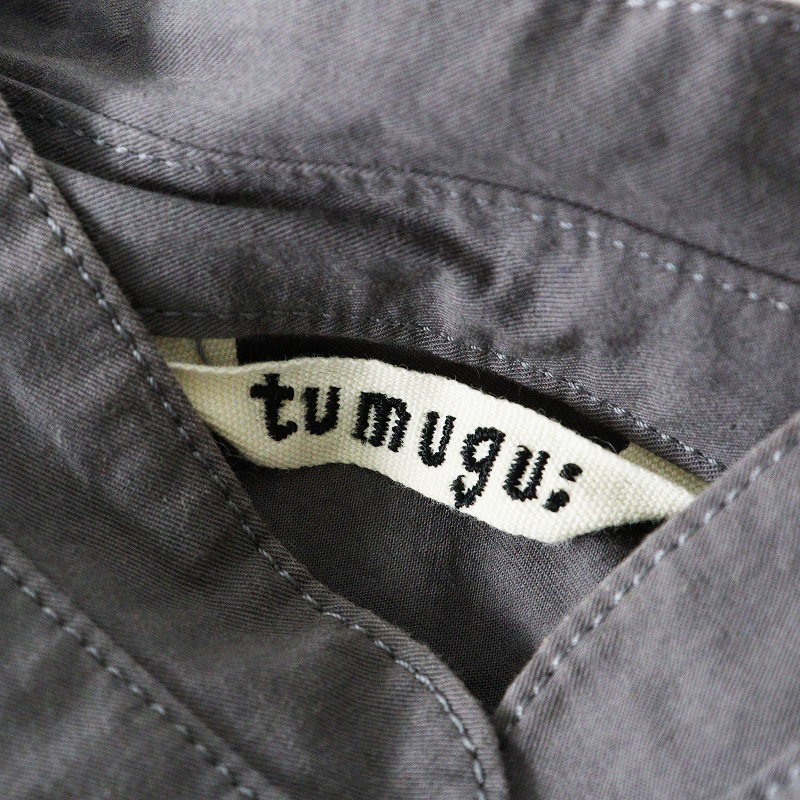定価16280円 ツムグ tumugu Wワッシャーコットンブラウス F チャコールグレー┃トップス シャツ チュニック【2400014678253】_画像7