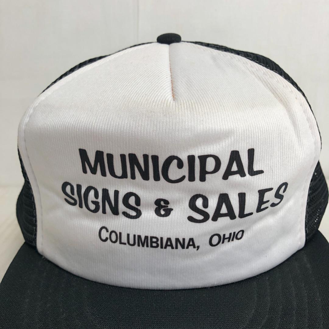 【US古着】キャップ メッシュキャップ トラッカーキャップ MUNICIPAL ブラック 黒 ホワイト 白 ビンテージキャップ_画像2