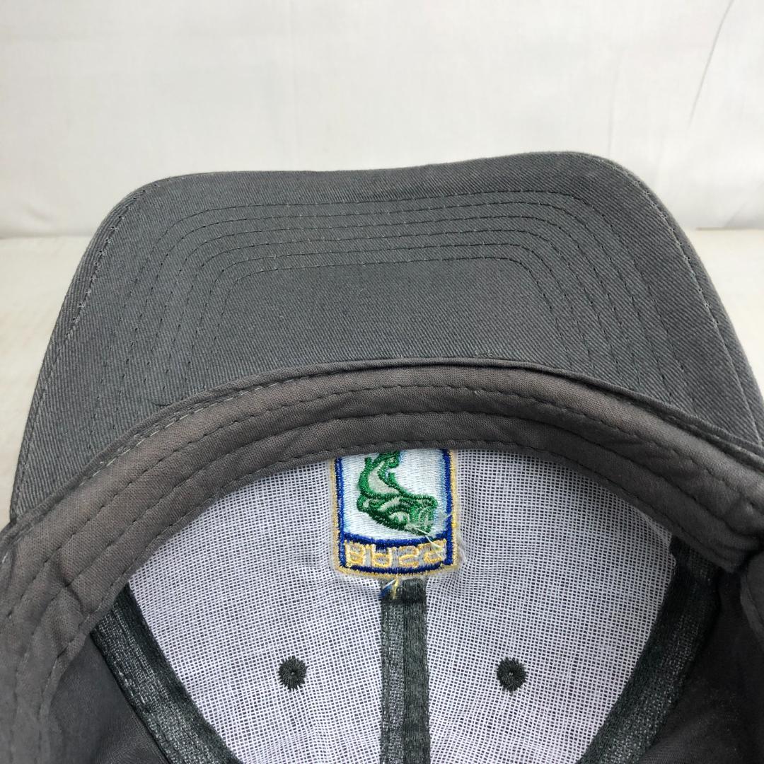【US古着】キャップ　6パネルキャップ　刺ロゴ　フィッシング　魚　BASS 灰 アウトドア　釣り　バス_画像9