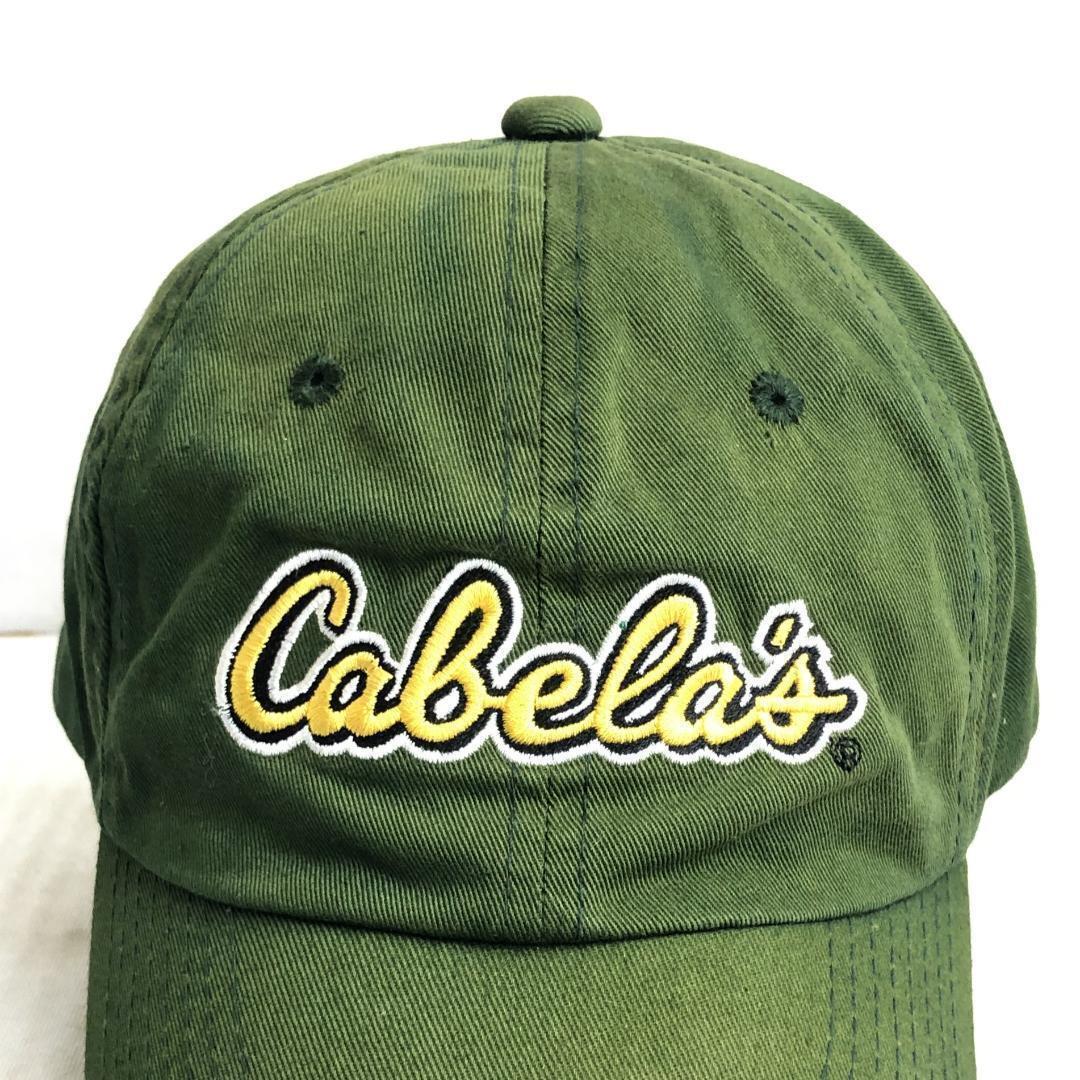 【US古着】キャップ　6パネルキャップ　刺ロゴ　Cabela's カベラズ アウトドア　ビンテージキャップ　グリーン　緑　深緑_画像2