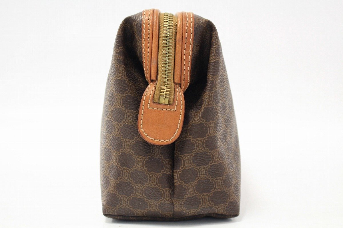 CELINE オールドセリーヌ マカダム柄 ポーチ PVC レザー ブラウン系 10-M026/1/060_画像8