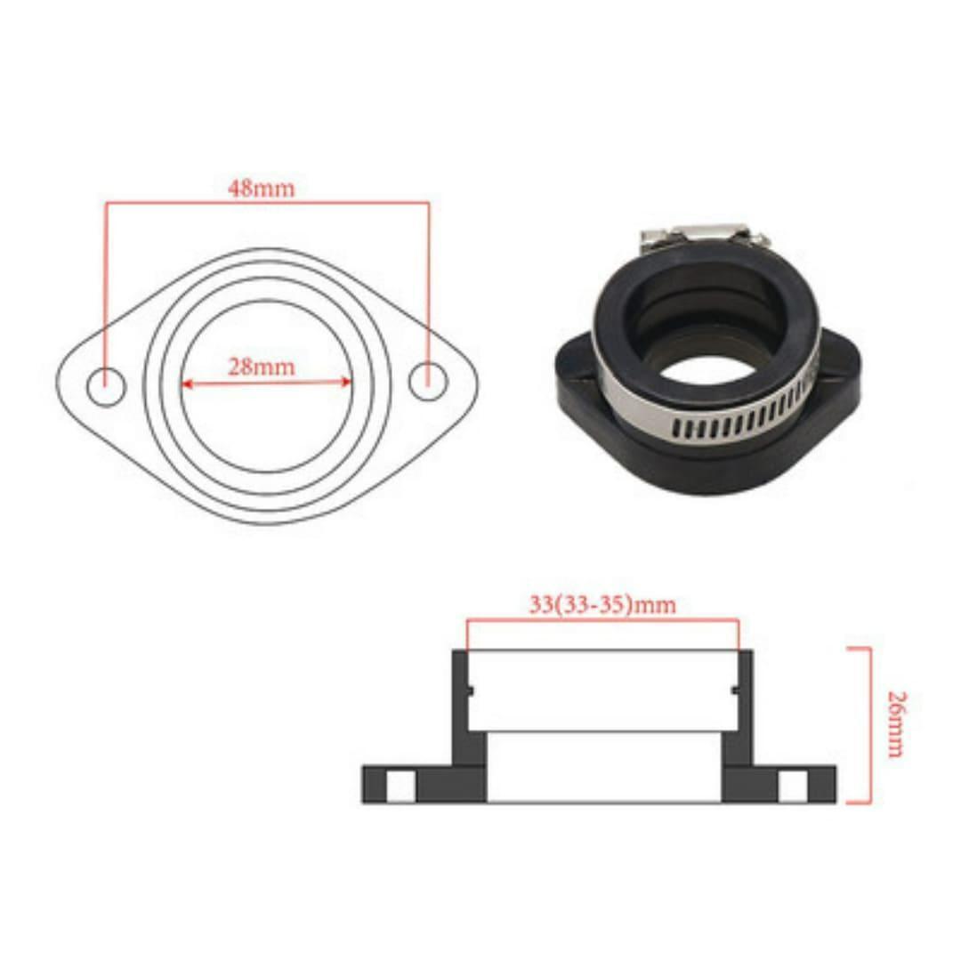 インシュレーター マニホールド ホンダ HONDA モンキー スーパーカブ ダックス キャブレター 差込径33mm インマニ PWK28 PE24 VM26 Y20227h_画像4
