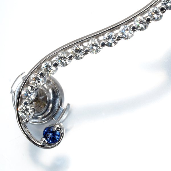 ダイヤ ダイヤモンド 1.05ct サファイア 0.197ct ピン ブローチ Pt900GENJ_画像4