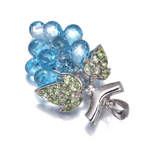 トパーズ 8.98ct ペリドット 0.60ct 葡萄 フルーツ ペンダントトップ K18WG GENJ_画像2