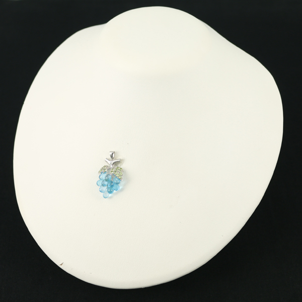 トパーズ 8.98ct ペリドット 0.60ct 葡萄 フルーツ ペンダントトップ K18WG GENJ_画像4