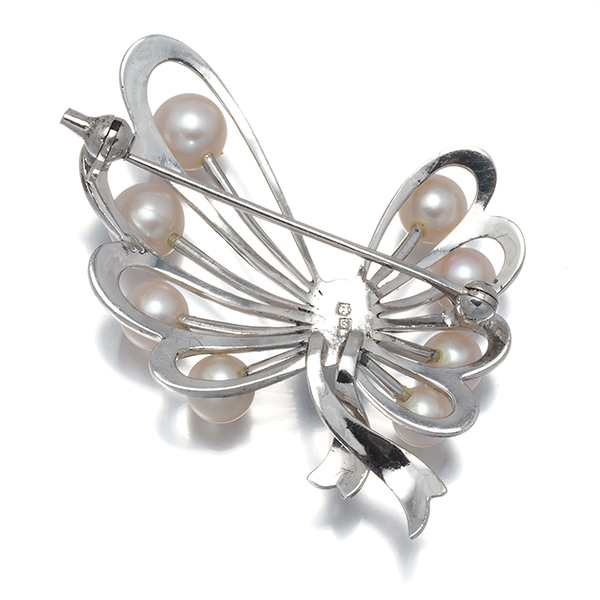 ミキモト ブローチ パール 真珠 4.4-5.7mm リボン シルバー BLJ 大幅値下げ品_画像3