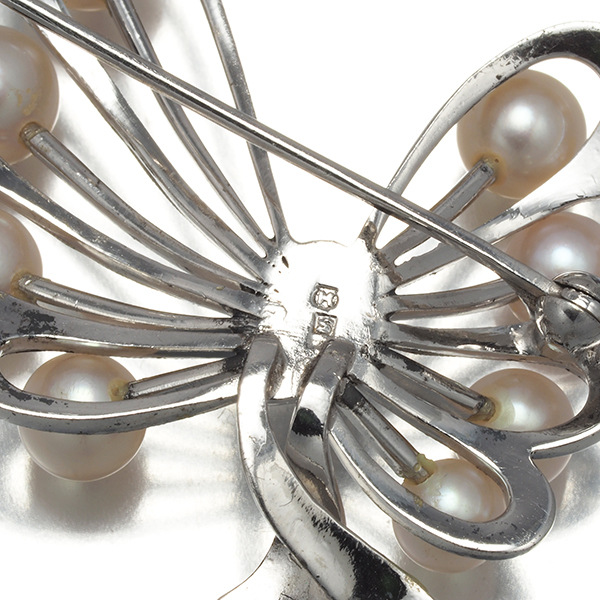 ミキモト ブローチ パール 真珠 4.4-5.7mm リボン シルバー BLJ 大幅値下げ品_画像4