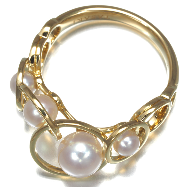 TASAKI タサキ リング 真珠 パール 3.5-6.2mm エニーマ 13.5号 K18YG 指輪 BLJ 大幅値下げ品_画像3