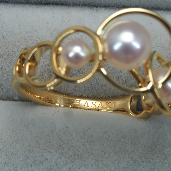 TASAKI タサキ リング 真珠 パール 3.5-6.2mm エニーマ 13.5号 K18YG 指輪 BLJ 大幅値下げ品_画像4