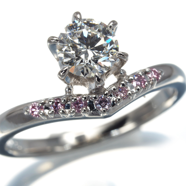 TASAKI タサキ リング ピンク&クリア ダイヤ ダイヤモンド 0.56ct H VVS2 EX/0.06ct 9号 Pt900 鑑定書 指輪 BLJ_画像2