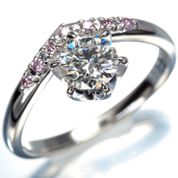 TASAKI タサキ リング ピンク&クリア ダイヤ ダイヤモンド 0.56ct H VVS2 EX/0.06ct 9号 Pt900 鑑定書 指輪 BLJ_画像3