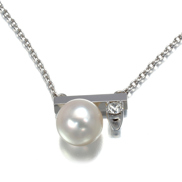 TASAKI タサキ ネックレス パール 真珠 7.3mm ダイヤ ダイヤモンド 0.07ct プチバランスクラス K18WG BLJ_画像2