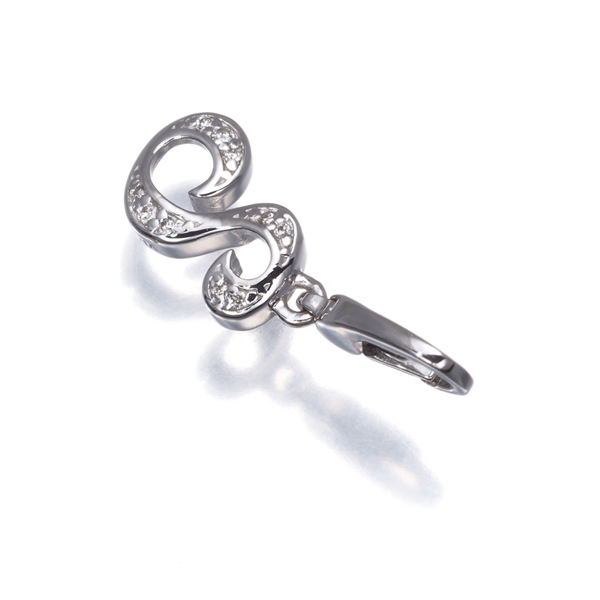 ゆきざき ペンダントトップ ダイヤ 0.03ct アルファプティ イニシャル S チャーム K18WG BLJ/GENJ_画像2