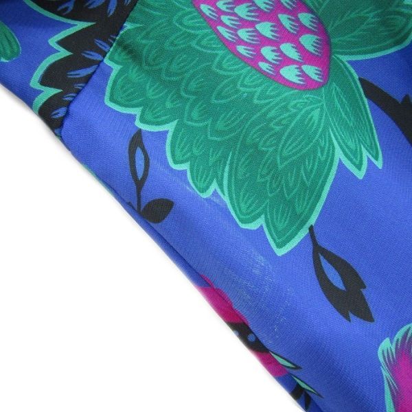 80s~ サイズ 14 PLAZASOUTH フリルカラー フラワープリント ドレス レトロ ワンピース ブルー系 花柄 プラザサウス 古着 ビンテージ 5O3102_画像6