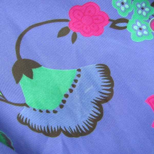 80s~ サイズ 14 PLAZASOUTH フリルカラー フラワープリント ドレス レトロ ワンピース ブルー系 花柄 プラザサウス 古着 ビンテージ 5O3102_画像8