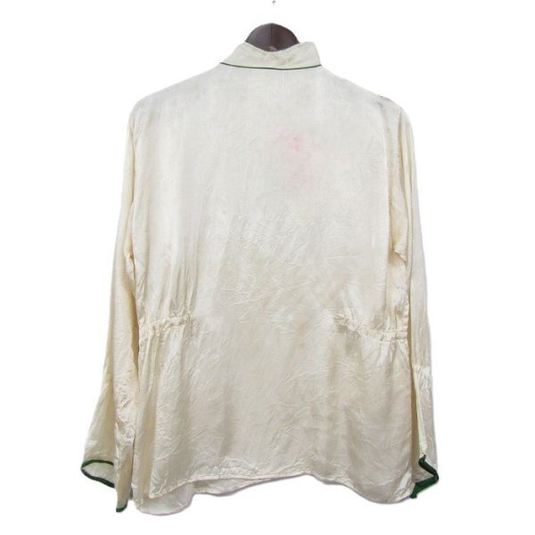 50s 60s~ サイズ ？ vintage チャイナ ブラウス シャツ プルオーバー 長袖 ホワイト 刺繍 花柄 レディース 古着 ビンテージ 5O3103_画像2