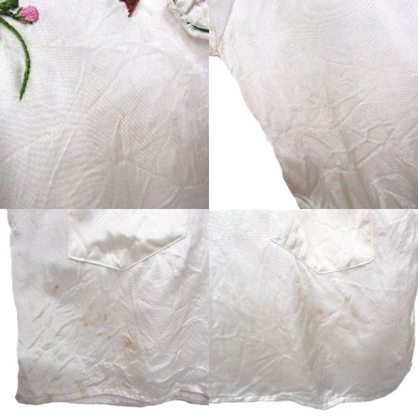 50s 60s~ サイズ ？ vintage チャイナ ブラウス シャツ プルオーバー 長袖 ホワイト 刺繍 花柄 レディース 古着 ビンテージ 5O3103_画像5