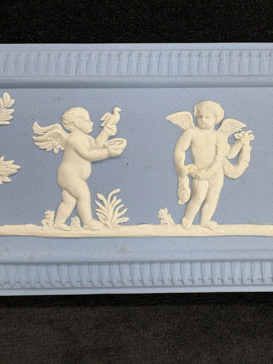 WEDGWOOD ウェッジウッド ジャスパー ペールブルー 天使の四季 陶板 額装 エンジェル レリーフ インテリア_画像4