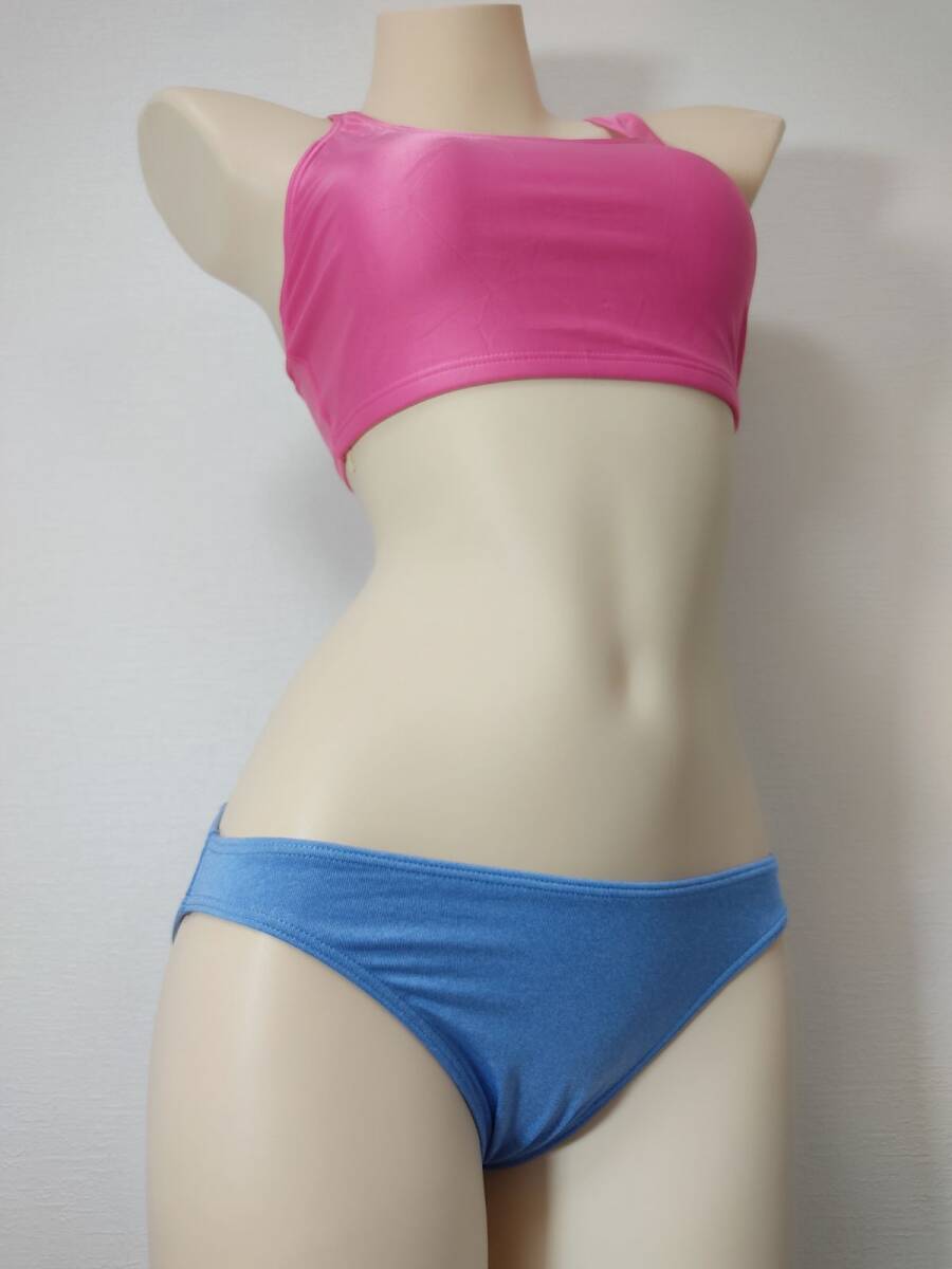 74*フィラFILA女子水着(11L)★光沢ピンク青ブルー★伸縮性あり大きいサイズ男性も_画像3