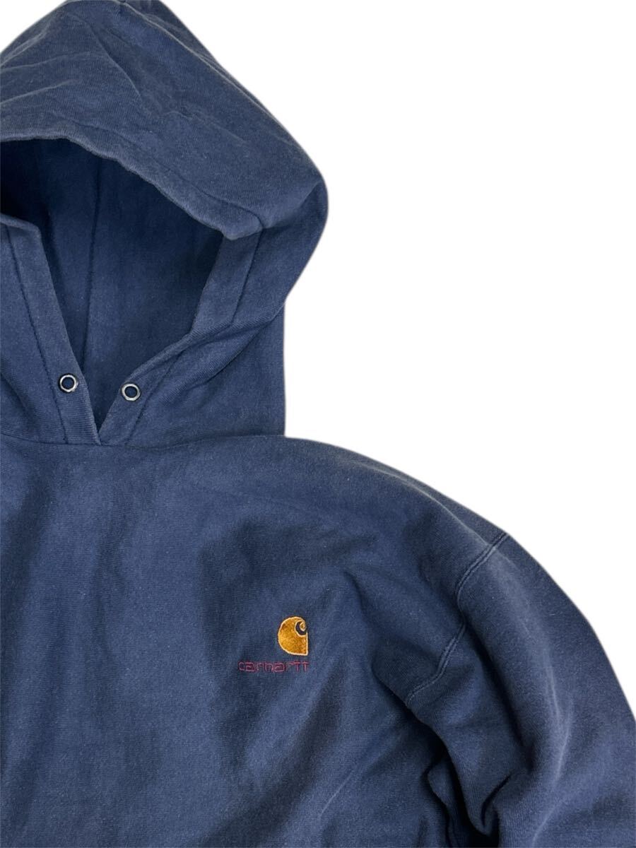 Carhartt カーハート carhartt ネイビー　パーカー　foodie ワンポイント 刺繍　80's 年代　アメリカ製　アメ製_画像2